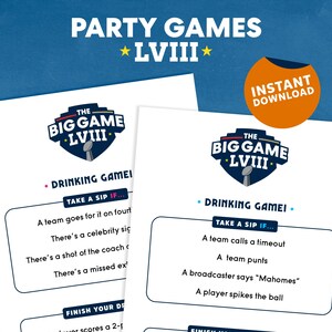 2024 Football Party Drinking Games •  Printables, Football Sunday, The Big Game, Adult Party games