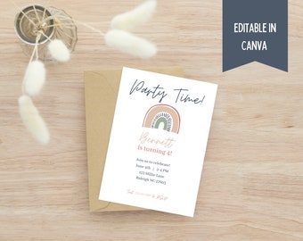 Pastel Rainbow Birthday Invite