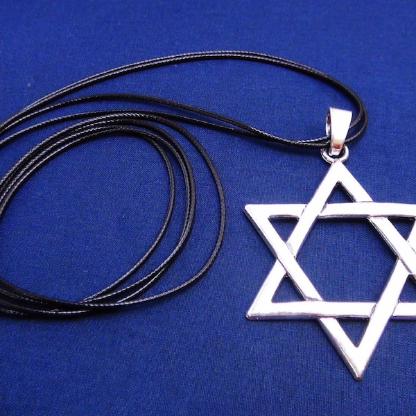 Large Star of David pendant necklace Long statement necklace for her him