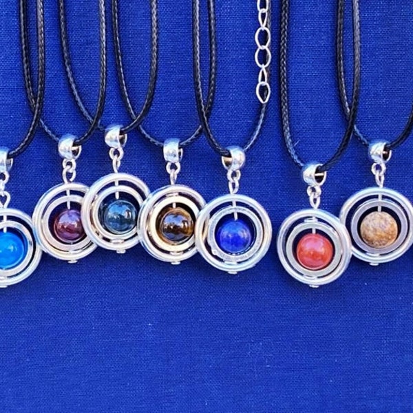 Gemstone fidget necklace Calming healing spinner necklace Anxiety relief unisex fidget spinner necklace