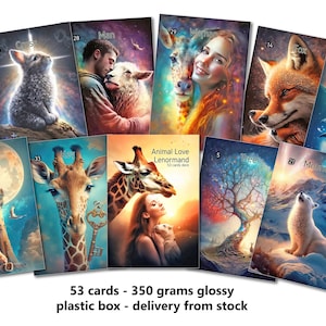 Animal Love Lenormand - Versión brillante de 350 gramos - Formato puente