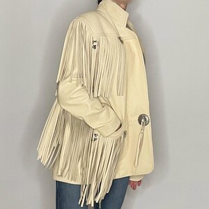 Oversized 1980s Fringed Leather Jacket Western Jacket Fringed
