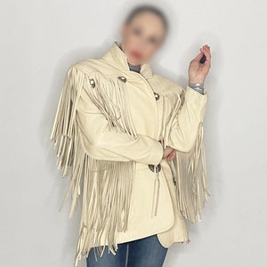 Cream Leather Jacket Etsy