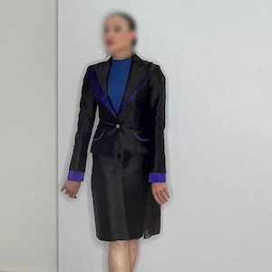 Dolce & Gabbana Skirt Suit Indigo Bronze Lace