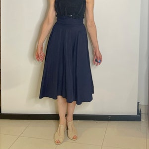 1950s New Look Skirt Navy Blue Circle Skirt Rockabilly 1950s Vintage Skirts Womens Dress Skirts