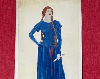 アンティーク サイン入り 1920 年代 ファッション イラスト 唯一無二の