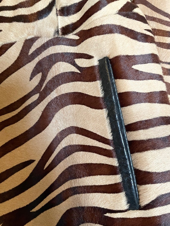 Zebra Print Pony Fur Stroller Coat Jacket Womens … - image 6