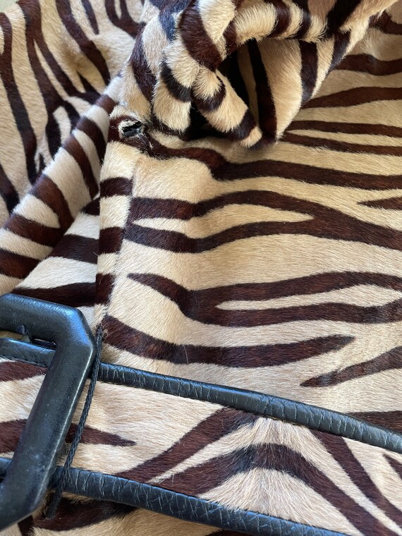 Zebra Print Pony Fur Stroller Coat Jacket Womens … - image 8