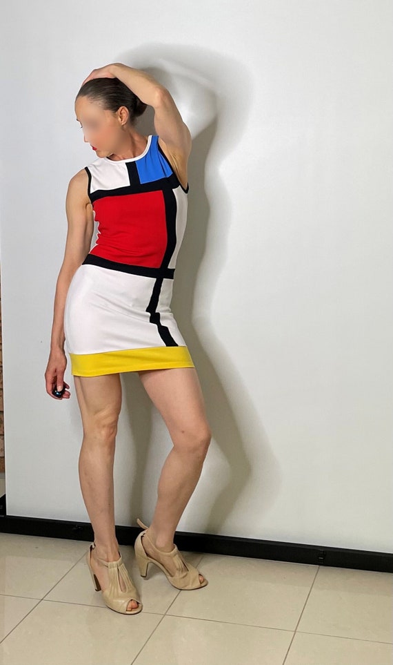 Mondrian Handmade Summer Dress Geometric Mondrian… - image 2