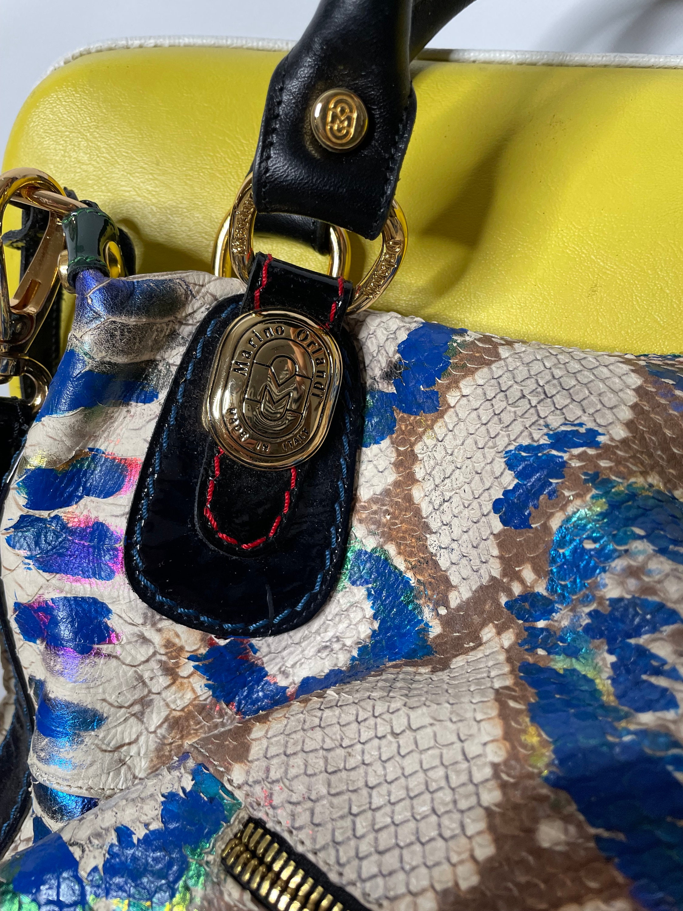 Designer Italian Marino Orlandi Snakeskin Leather Large 
