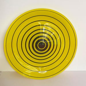 Optical Art Glass Decorative Dish 1960s Modernist Circle Design Glass Plate Retro Dish