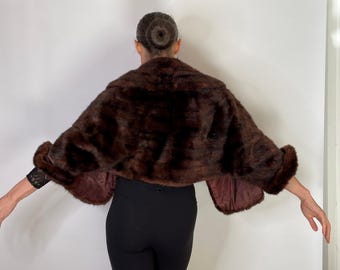 1940s Mink Fur Shrug Jacket Mink Fur Stole Coat Wrap Vintage Mink Fur Opera Evening Wedding Formal Jacket