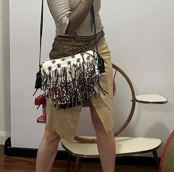 RED Valentino Vintage Fringed Cross Body Shoulder Bag Vegan