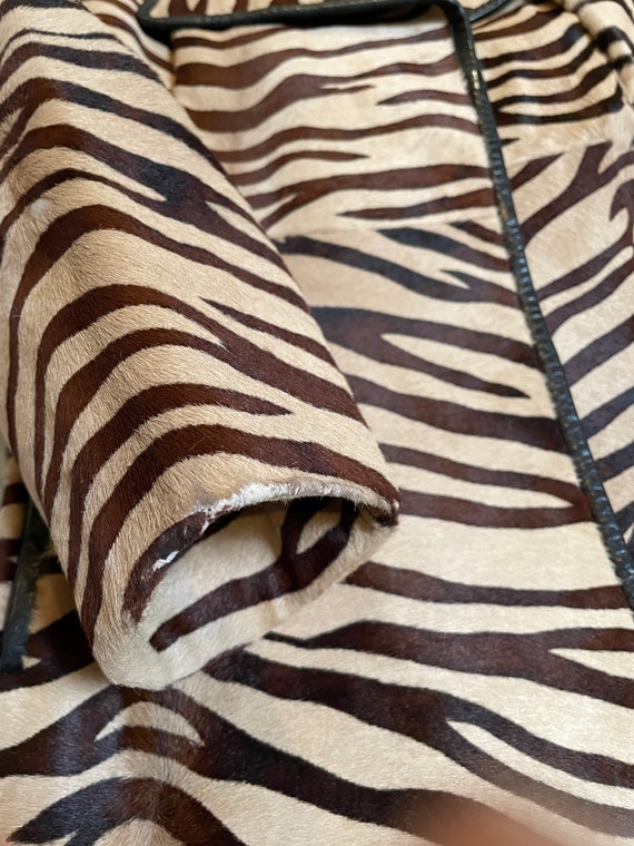 Zebra Print Pony Fur Stroller Coat Jacket Womens … - image 5