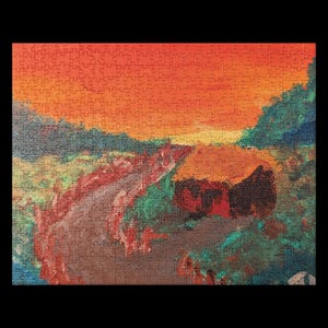 Custom Jigsaw Puzzle | Vibrant Sunset Puzzle Pieces | Fun Family Activity | Landscape Picture