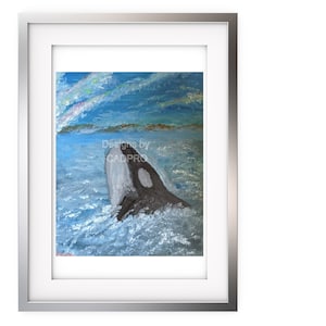 Home Wall Art | Oil Painting of Orca | Ocean Waves On Canvas | Canvas Wall Art | Abstract Blue Sea Painting | Custom Painting