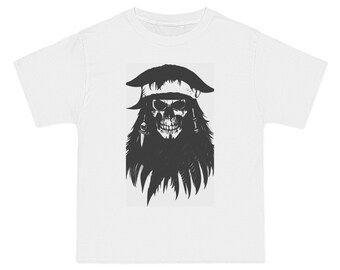 パイレーツスカルグラフィックTシャツ、リングスパンコットンシャツ