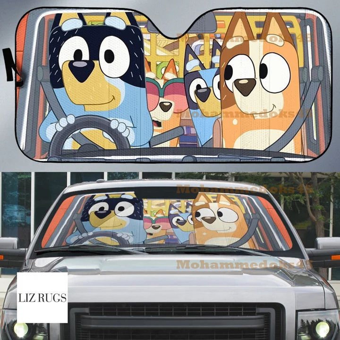 Bluey Auto Sunshade Car Cartoon Auto Sunshade Car Sun Etsy