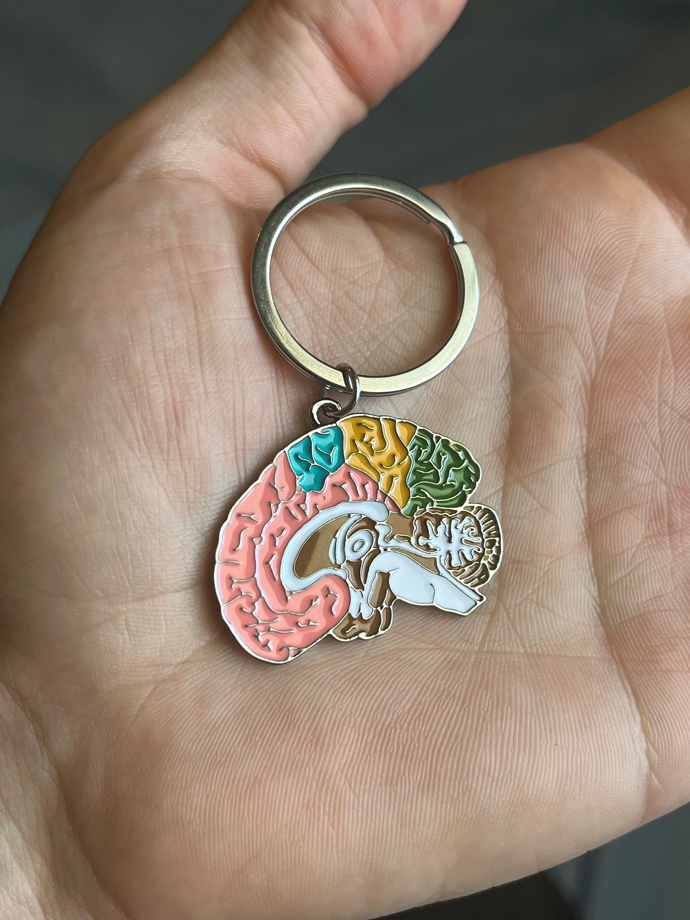 Unique Anatomical Brain Enamel Keychain for Medical Professionals