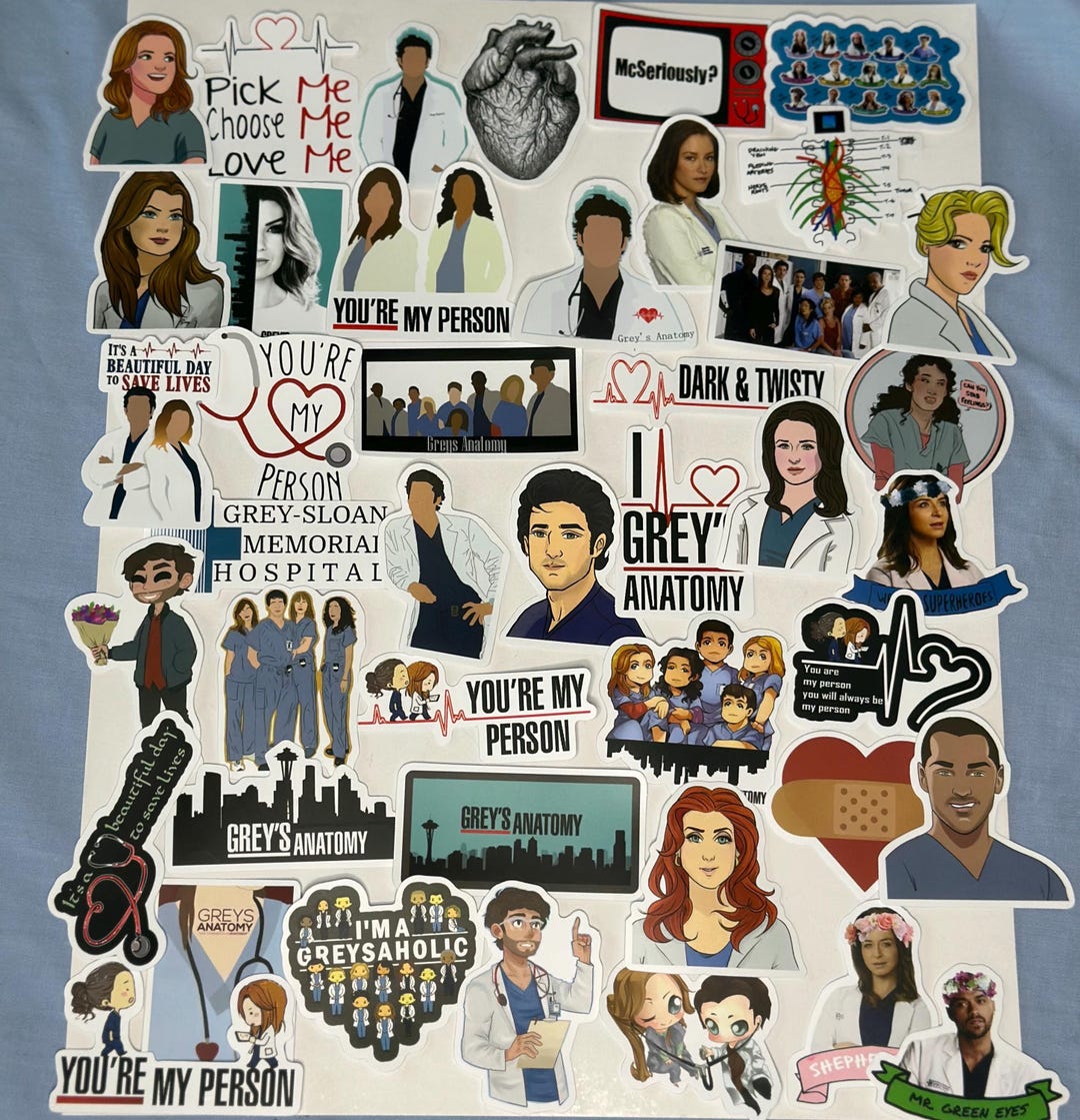 Grey's Anatomy Themed Stickers Assorted 50 Pack, Gift for Nurse ...