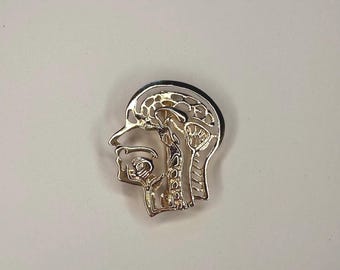Gold Head Brain Anatomy Pin: Neuro ENT Medical Lapel Pin