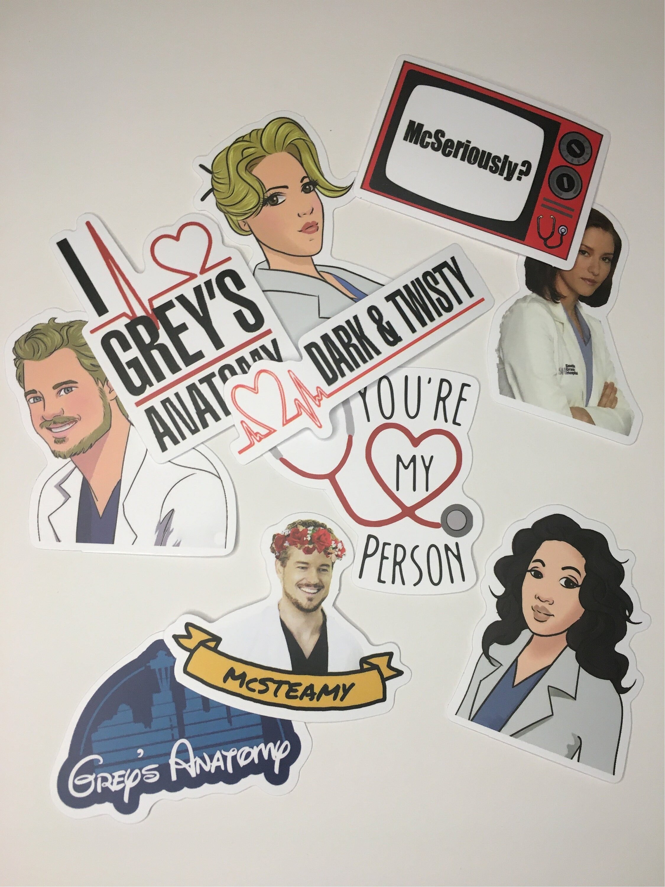 Grey's Anatomy Themed Stickers Assorted 50 Pack, Gift for Nurse ...