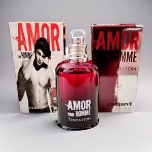 AMOR Pour Homme Tentation de Cacharel edt Spray 75 ml 2.5 fl.oz con caja, Perfume vintage, Regalo para hombres, Fórmula antigua