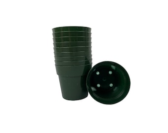 3" Hard Plastic Flower Pot, Green, Small, Heavy Duty