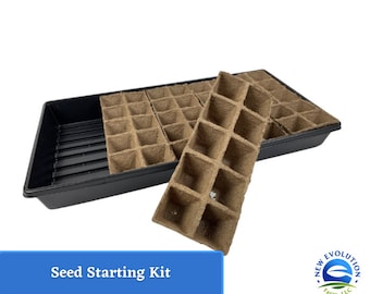 50-Pot Seed Starter Kit - Biodegradable Jiffy Peat Pots with 1020 Tray