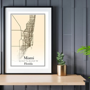 Miami Karte, Miami Karte Print, Miami Print, Miami Poster, Miami Stadt Karte, Miami Digitaldruck