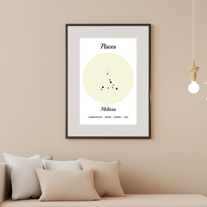 Fische Sternzeichen Stern Karte, Fische Druck, Digitaldruck, Sternbild Sternbild Druck, neues Baby Geschenk, personalisierte Sternzeichen Druck