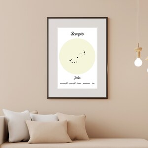 Schorpioen Zodiac Sign Star Map, Custom Schorpioen Print, Digital Print, Custom Constellation Print, New Baby Gift, Gepersonaliseerde Zodiac Print