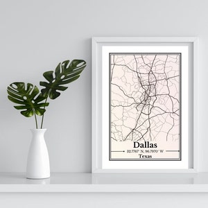 Dallas Karte, Dallas Karte Druck, Dallas Druck, Dallas Poster, Dallas Stadt Karte, Dallas Digitaldruck