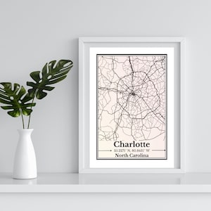 Charlotte Karte, Charlotte Karte Print, Charlotte Print, Charlotte Poster, Charlotte City Map, Charlotte Digitaldruck