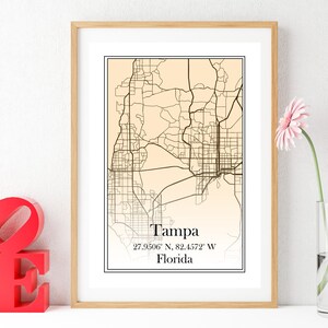 Tampa Karte, Tampa Karte Print, Tampa Print, Tampa Poster, Tampa Karte, Tampa Digitaldruck