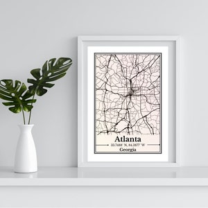 Atlanta Karte, Atlanta Karte Print, Atlanta Print, Atlanta Poster, Atlanta Stadtkarte, Atlanta Digitaldruck
