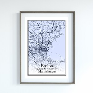 Carte de Boston, impression de carte de Boston, impression de Boston, affiche de Boston, carte de la ville de Boston, impression numérique de Boston