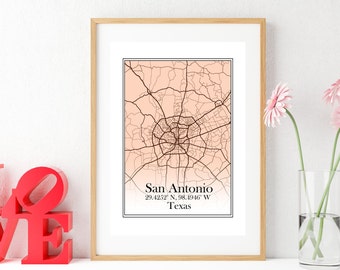 San Antonio Map, San Antonio Map Print, San Antonio Print, San Antonio Poster, San Antonio City Map, San Antonio Digital Print
