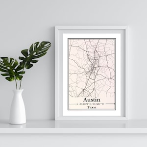 Austin Karte, Austin Karte Print, Austin Print, Austin Poster, Austin Stadt Karte, Austin Digitaldruck