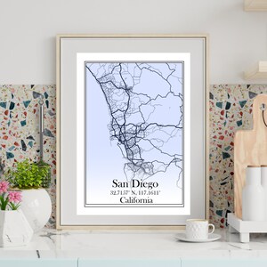 San Diego Karte, San Diego Karte Print, San Diego Print, San Diego Poster, San Diego Karte Kunst, Karte von San Diego Wandkunst