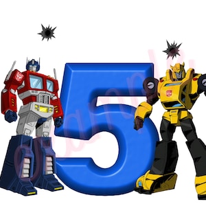 Transformers template, shirt template, digital print birthday transformers, digital download number 5