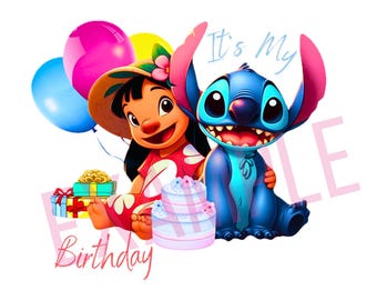 Lilo y Stitch, Stitch PNG, Stitch SVG, cumpleaños de Stitch, sublimación de Lilo y Stitch