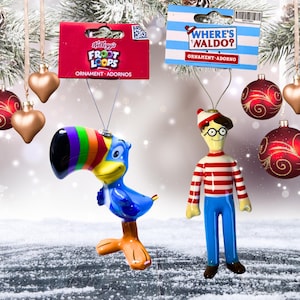 Kellog&#39;s Froot Loops & Where&#39;s Waldo Christmas Ornaments