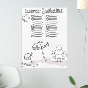 Kids Coloring Summer Calendar// Printable Poster Size PDF image 3