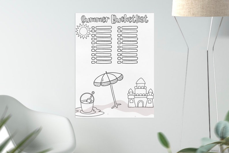 Kids Coloring Summer Calendar// Printable Poster Size PDF image 3