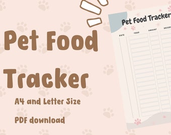 Pet Food Logger, pet food tracker, pet eating record, pet planner, pet schedule, pet feeding log