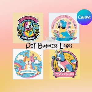 Pet Business Logo, Cartoon logo, Editable Pet Logo, Pet Groomer Logo, Dog Grooming Logo, Editable Logo, Pet Logo Design, Premade Logo