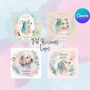 Pet Business Logo, Whimsical, Editable Pet Logo, Pet Groomer Logo, Dog Grooming Logo, Editable Logo, Pet Logo Design, Premade Logo