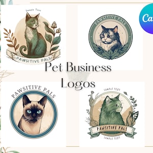 Pet Business Logo, Nature inspired, Cat logo, Dog logo, Editable Pet Logo, Pet Groomer Logo, Dog Grooming Logo,Editable Logo,Pet Logo Design