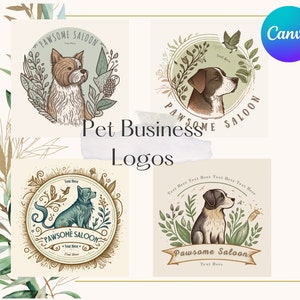 Logo d'entreprise pour animaux de compagnie, Inspiré de la nature, logo modifiable pour animal de compagnie, logo toiletteur pour animaux de compagnie, logo toilettage chien, logo modifiable, création de logo pour animaux de compagnie, logo tout prêt
